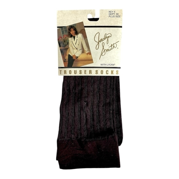 Rare Vintage Jaclyn Smith Women’s Brown Textured Trouser Socks Plus Size NWT - Picture 2 of 4